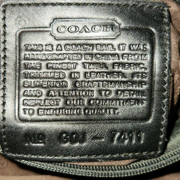 Coach VINTAGE Black Twill Fabric & Leather Trimmed Shoulder bag EUC - Picture 5 of 7